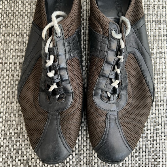 Men’s “GUCCI” Brown Leather/Fabric Sneakers - Picture 1 of 6